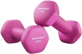 Koduva Hantelių rinkinys, 2 vnt., rožinis, ketaus su neopreno danga, 2 x 1kg, 13,5 x 6,5 cm