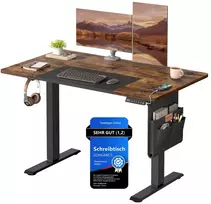 Koduva Reguliuojamo aukščio rašomasis stalas, vintažinės rudos-juodos spalvos, 120 x 60 x 72-120 cm