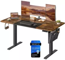 Koduva Reguliuojamo aukščio rašomasis stalas, elektrinis, 140 x 60 x 72–120 cm, vintažinės rudos-juodos spalvos