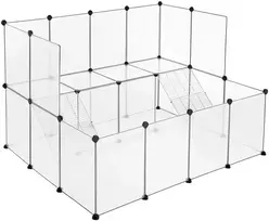 Koduva Smulkių gyvūnų maniežas, 2 aukštų, baltas, iš PP plastiko ir metalo, 143 x 108 x 92 cm