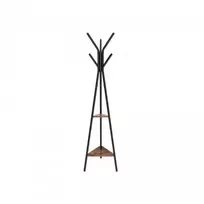 Songmics Drabužių kabykla medžio formos, 49 x 179 x 49 cm, su 6 kabliukais ir 2 lentynomis, vintažinė ruda-juoda