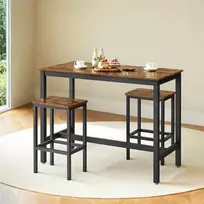 Songmics Baro stalo komplektas su 2 baro kėdėmis, pramoninio stiliaus, 120 x 60 x 90 cm