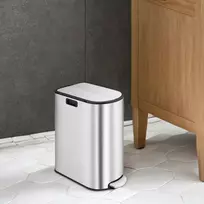 Koduva Šiukšlių rūšiavimo pedalinis kibiras su 2 skyriais, 50 l, plieno, metalo sidabro