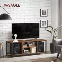 TV staliukas Koduva TV spintelė su atviromis lentynomis, 120 x 40 x 50 cm, medžio drožlių plokštė ir plienas, ruda-juoda