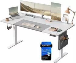 Koduva Elektrinis reguliuojamo aukščio rašomasis stalas, 70 x 160 x 72–120 cm, baltai pilkas