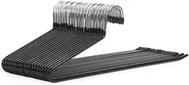 Koduva Atviri metaliniai kelnių pakabos, 20 vnt., 38 x 13 cm, juodi, PVC danga