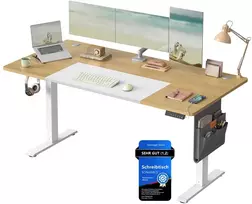 Koduva Elektrinis reguliuojamo aukščio rašomasis stalas, 70 x 160 x 72–120 cm, pastelinis geltonas, baltas