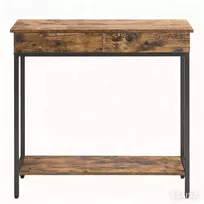 Koduva Konsolinis staliukas, 30 x 100 x 80 cm, su 2 stalčiais, medžio drožlių plokštė ir metalas