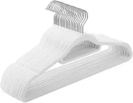 Koduva Aksominės pakabos drabužiams, 20 vnt., baltos, 45 x 0,6 x 23,5 cm