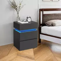 Koduva Naktinis staliukas su LED apšvietimu, 3 stalčiais, juodas medžio rašto, 35,1 x 40,1 x 55,1 cm