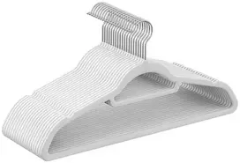 Koduva Drabužių pakabos, 20 vnt., baltos, aksominės, 43,5 x 0,6 x 23,5 cm