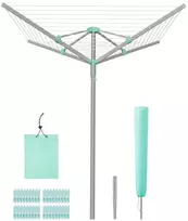 Koduva Lauko skėtinis skalbinių džiovintuvas su uždangalu, 45 m virve, sidabrinis, 139,2 x 139,2 x 182 cm