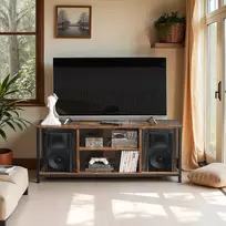 TV staliukas Koduva TV spintelė su atviromis lentynomis, 120 x 40 x 50 cm, medžio drožlių plokštė ir plienas