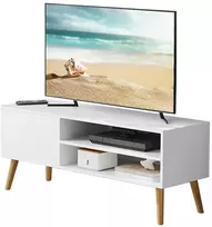 TV staliukas Koduva TV spintelė 120 x 40 x 49 cm, balta, iš medžio drožlių plokštės ir kaučiukmedžio