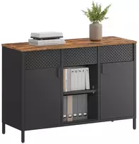 Koduva Metalinė daiktų spintelė su reguliuojamomis lentynomis, 40 x 110 x 76 cm, ruda, juoda