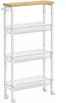 Koduva Siauras virtuvinis vežimėlis su 4 lygiais, 13 x 45,4 x 77 cm, ąžuolo spalvos-baltas