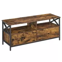 Koduva TV staliukas iki 55 colių televizoriui, 120 x 40 x 50 cm, su 2 stalčiais, rudas-juodas
