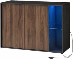 TV staliukas Koduva Indauja su apšvietimu, 39 x 100 x 71 cm, medžio drožlių plokštė, MDF ir stiklas