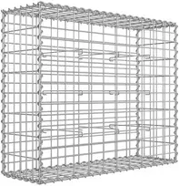 Koduva Metalinė gabionų krepšio tvora iš cinkuoto plieno, 100 x 80 x 30 cm, pilka/sidabrinė