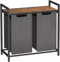 Koduva Skalbinių krepšys su 2 skyriais, 2 x 46 l, MDF, plienas ir Oksfordo audinys, 73 x 33 x 72 cm