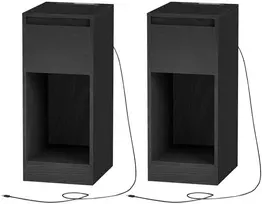 Koduva Naktinis staliukas, 2 vnt., siauras, su stalčiumi, lentyna, LED, USB, 30 x 25 x 59,5 cm