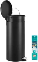 Koduva Pedalinis šiukšlių kibiras, apvalus, 30 l, plieno, išimamas vidinis kibiras, juodas