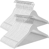 Koduva Medinės drabužių pakabos, 30 vnt., baltos, klevo mediena, 44,5 x 1,2 x 23 cm