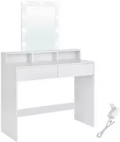 Koduva Tualetinis staliukas su LED apšvietimu, baltas, 40 x 100 x 145 cm, su veidrodžiu
