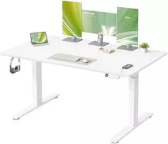 Koduva Reguliuojamo aukščio rašomasis stalas, 140 x 80 cm, matinis baltas, su USB-C