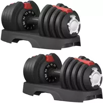Koduva Reguliuojamų hantelių rinkinys, 2 vnt., 11-in-1, juodai raudonas, 2 x 12,5kg