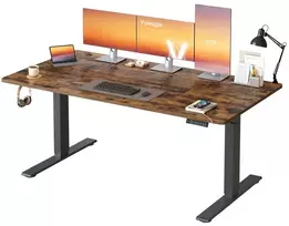 Koduva Reguliuojamo aukščio rašomasis stalas, 160 x 80 cm, su USB-C ir 3 atminties mygtukais, rudas
