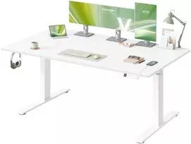 Koduva Reguliuojamo aukščio rašomasis stalas, 160 x 80 cm, USB-C, atminties funkcija, matinė balta