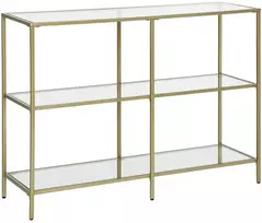 Koduva Konsolinis staliukas su 3 grūdinto stiklo lentynomis, auksinės spalvos, 100 x 30 x 73 cm