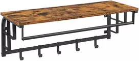 Songmics Sieninė drabužių kabykla su lentyna ir 5 nuimamais kabliukais, 80 x 30 x 27 cm, pilkai ruda-juoda