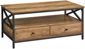 Koduva Žurnalinis staliukas su stalčiais, 100 x 55 x 45 cm, medžio drožlių plokštė ir plienas, riešutų rudas-juodas