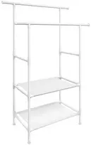 Koduva Drabužių stovas su 2 skersiniais ir 2 lentynomis, metalinis, 112 x 49 x 177 cm, baltas