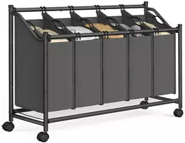 Koduva Skalbinių rūšiavimo krepšys su ratukais, 4 x 35 l, plienas, skalūno pilka, 106,5 x 38,5 x 81,5 cm