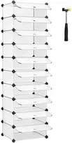 Koduva Batų spintelė su durimis, 10 skyrių, PP ir ABS plastikas, 43 x 173 x 31 cm, balta