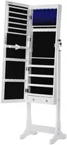 Koduva Pastatoma veidrodinė papuošalų spintelė su LED, balta, MDF, 41 x 151 x 36,5 cm