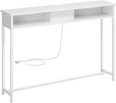 Koduva Konsolinis staliukas su lizdais, sniego baltumo, 25 x 120 x 81,1 cm, su 2 lentynomis