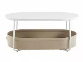 Koduva Kavos staliukas su medžiaginiu krepšiu, 100 x 45 x 45,7 cm, baltai rudas, plieno rėmas