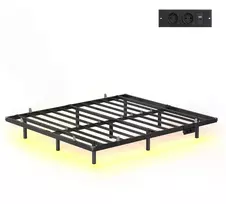 Lova Koduva Lovos rėmas 160 x 200 cm, plieno, su LED apšvietimu, USB-C jungtimi ir kištukinių lizdų bloku, juodas