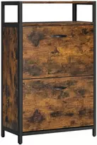 Koduva Batų spintelė su 2 atverčiamais skyriais, 60 x 30 x 95 cm, vintažinė ruda-juoda
