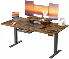Koduva Reguliuojamo aukščio rašomasis stalas 160 x 80 cm su monitoriaus lentyna, stalčiumi ir USB-C