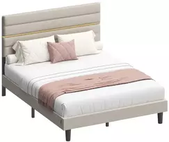 Lova Koduva Dvigulės lovos rėmas 140 x 190 cm čiužiniui, reguliuojamas paminkštintas galvūgalis, cappuccino smėlio