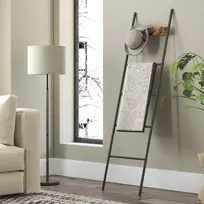 Koduva Kopėčių tipo rankšluosčių stovas su 5 lentynomis ir 4 kabliukais, 44 x 160 cm, rudas-juodas