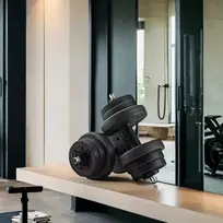 Koduva Reguliuojamų hantelių rinkinys 2-in-1 su jungiamuoju plieniniu vamzdžiu, 2 x 10 kg, juodas