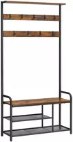 Koduva Prieškambario kabykla su suoliuku, 85 x 30 x 180,5 cm, 9 nuimami kabliukai, ruda-juoda
