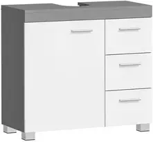 Koduva Praustuvo spintelė, MDF, balta-cemento pilka, 30 x 70 x 64 cm, su 3 stalčiais ir 2 skyriais