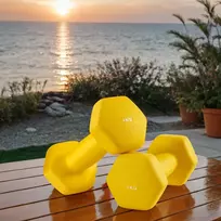 Koduva Hantelių rinkinys, 2 vnt., 2 x 1kg, geltonas, ketaus su neopreno danga
